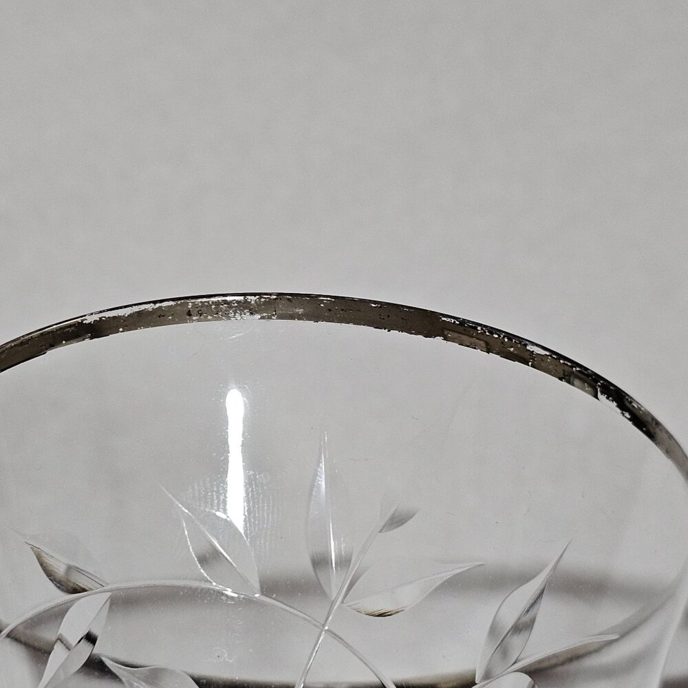 2 Fostoria Bridal Belle Water Goblet 6.25" platinum band cut glass floral stems - Picture 7 of 8